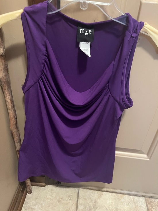 m&e Tops - Purple Draped Cowl Neck Sleeveless Blouse
